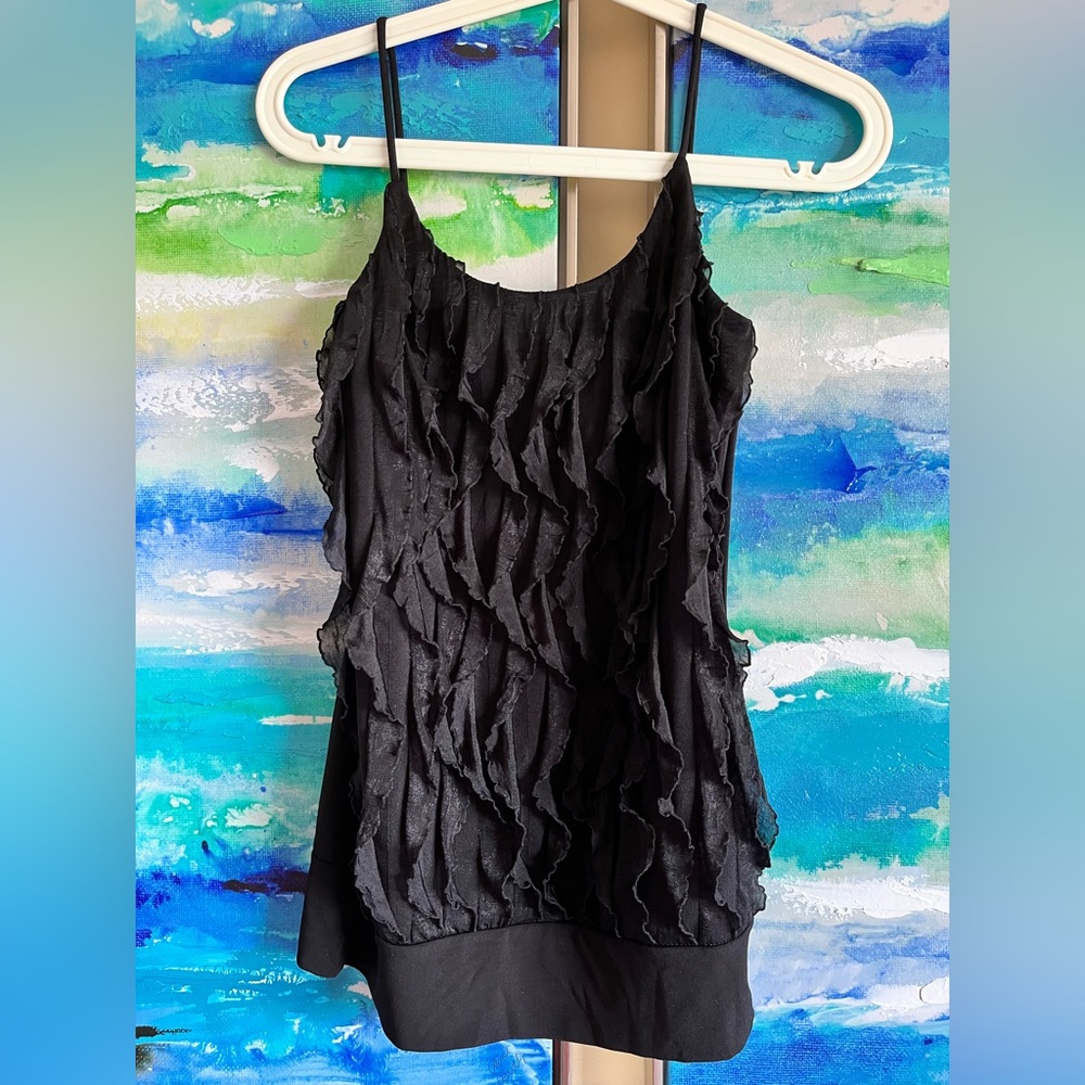 Ripe Black Ruffled Camisole Top